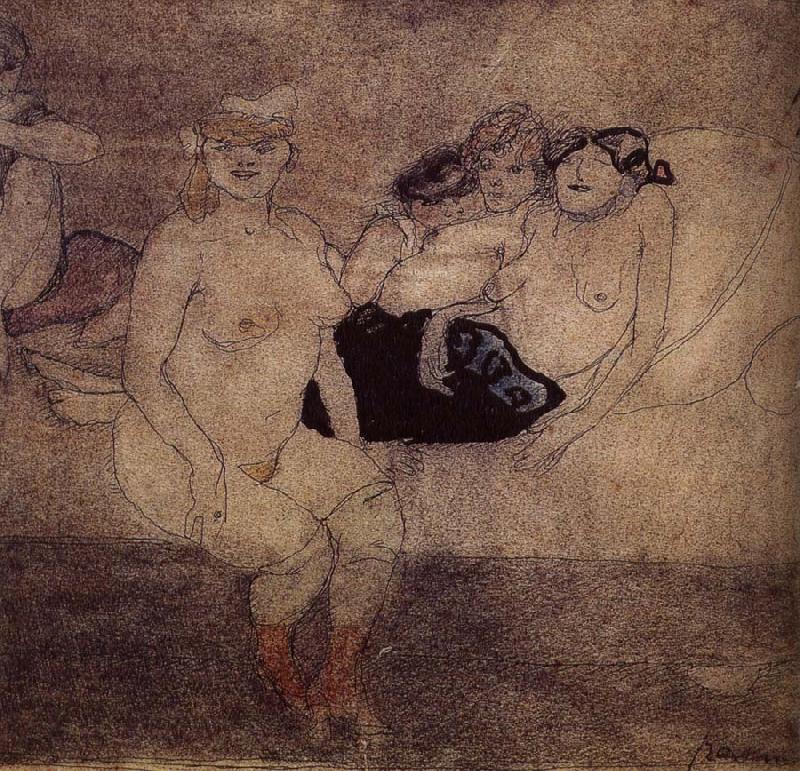 Jules Pascin Five Woman in the bed Germany oil painting art